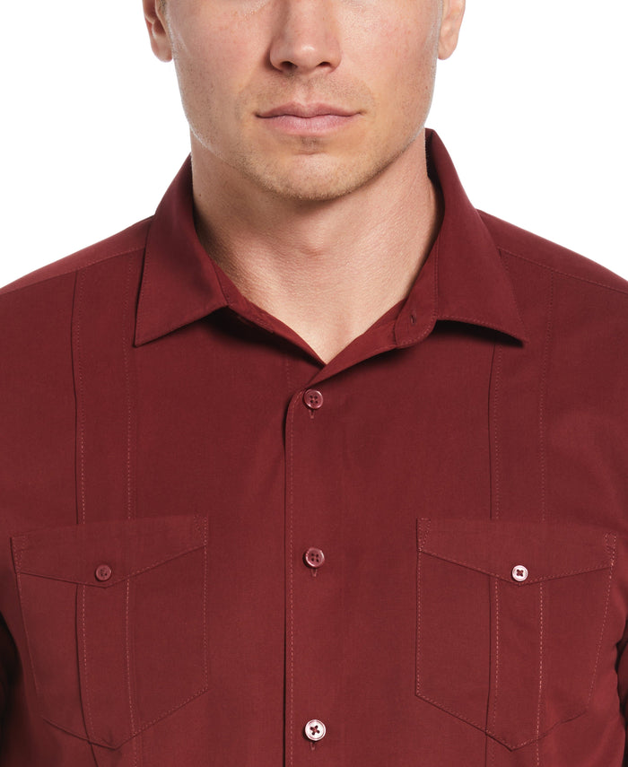 Cubavera Big & Tall Two-Pocket Double Pintuck Shirt Cabernet