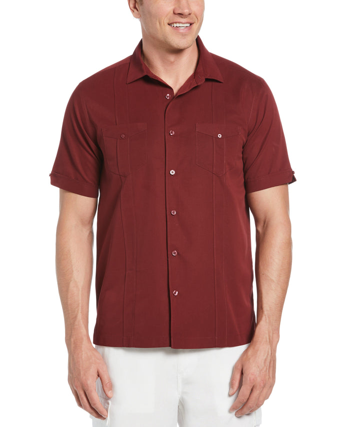 cubavera Big & Tall Two-Pocket Double Pintuck Shirt Cabernet