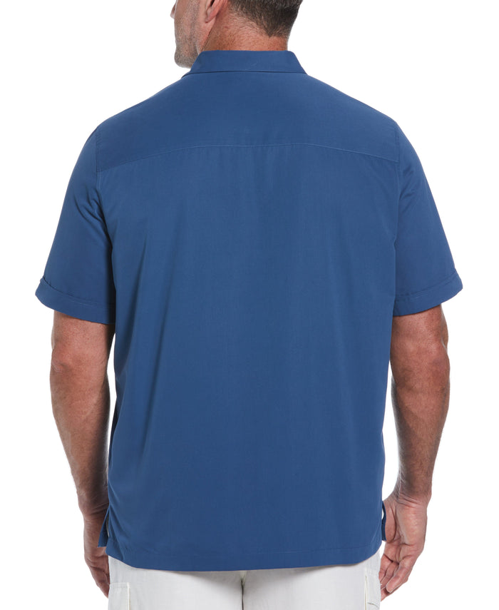 Cubavera Big & Tall Two-Pocket Double Pintuck Shirt Ensign Blue