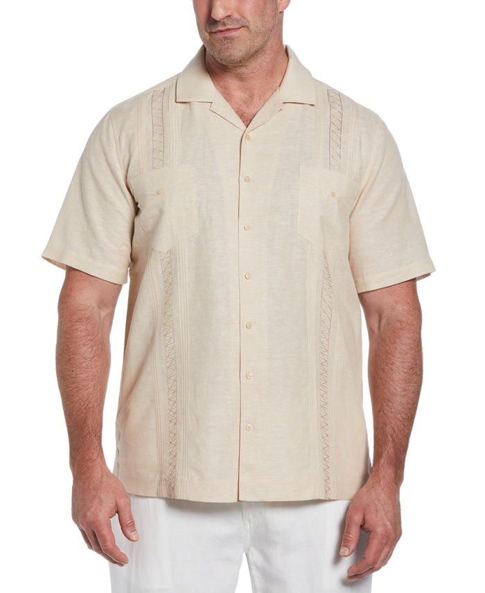 cubavera Big & Tall Two Pocket Embroidered Guayabera Shirt Cuban Sand