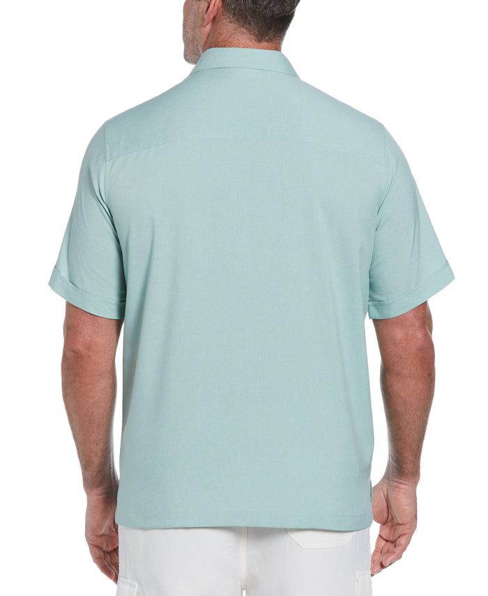 Cubavera Big & Tall Two-Tone Cross Tuck Chambray Shirt Blue Surf