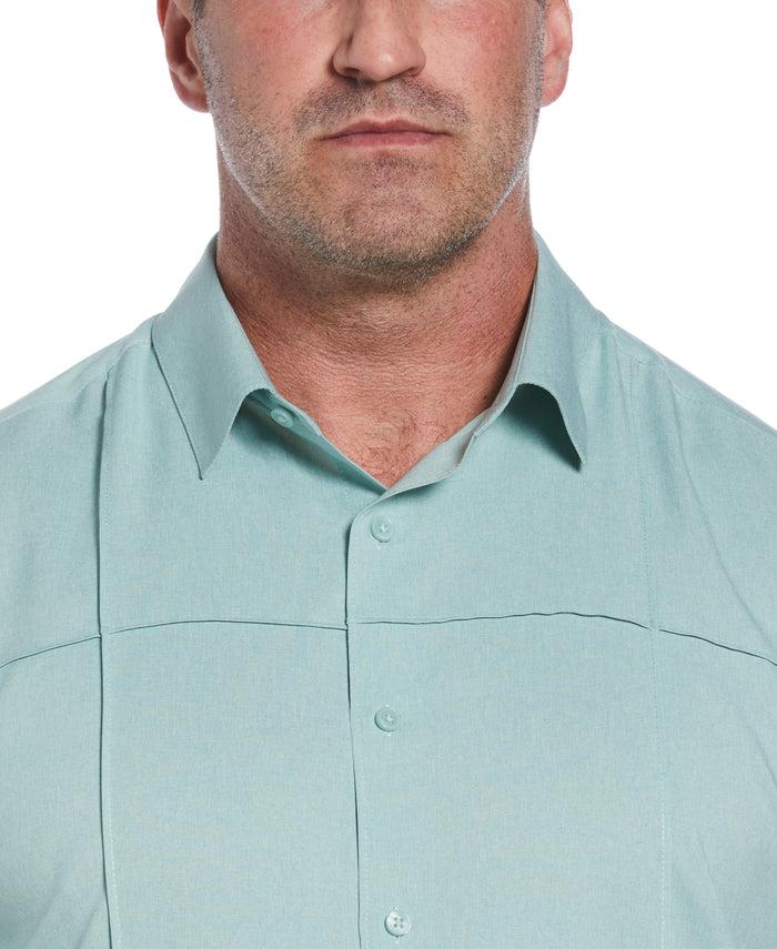 Cubavera Big & Tall Two-Tone Cross Tuck Chambray Shirt Blue Surf