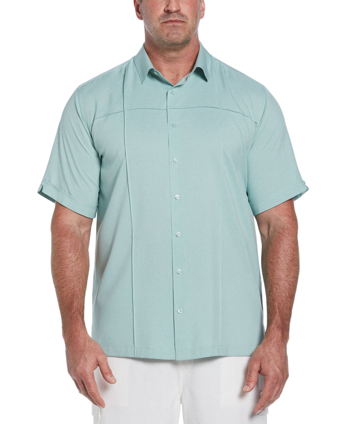 cubavera Big & Tall Two-Tone Cross Tuck Chambray Shirt Blue Surf