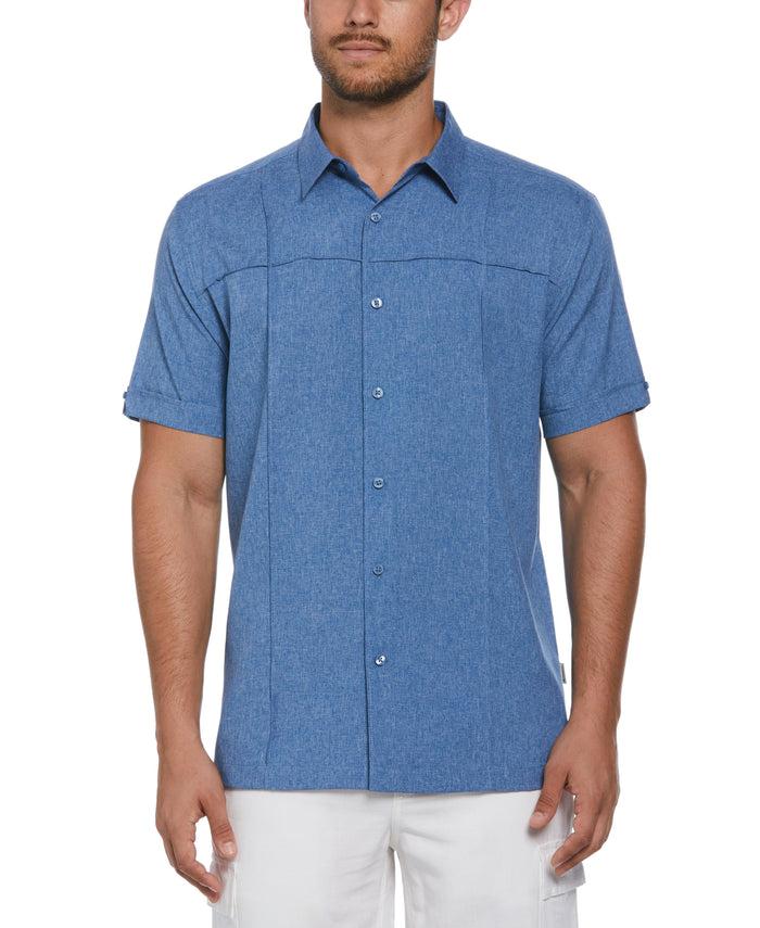 cubavera Big & Tall Two-Tone Cross Tuck Chambray Shirt Blueberry Pancake