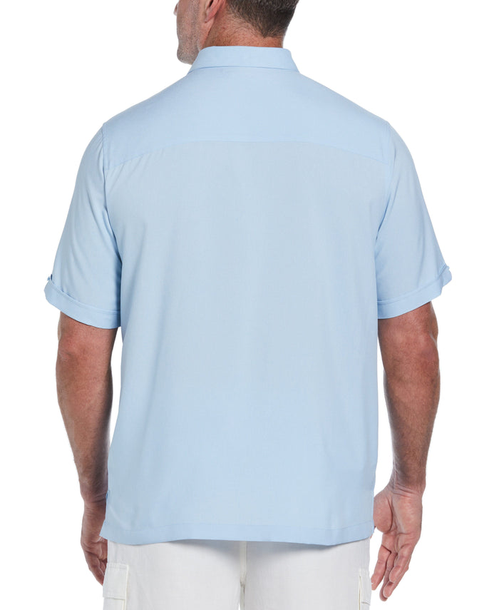 Cubavera Big & Tall Two-Tone Cross Tuck Chambray Shirt Cerulean