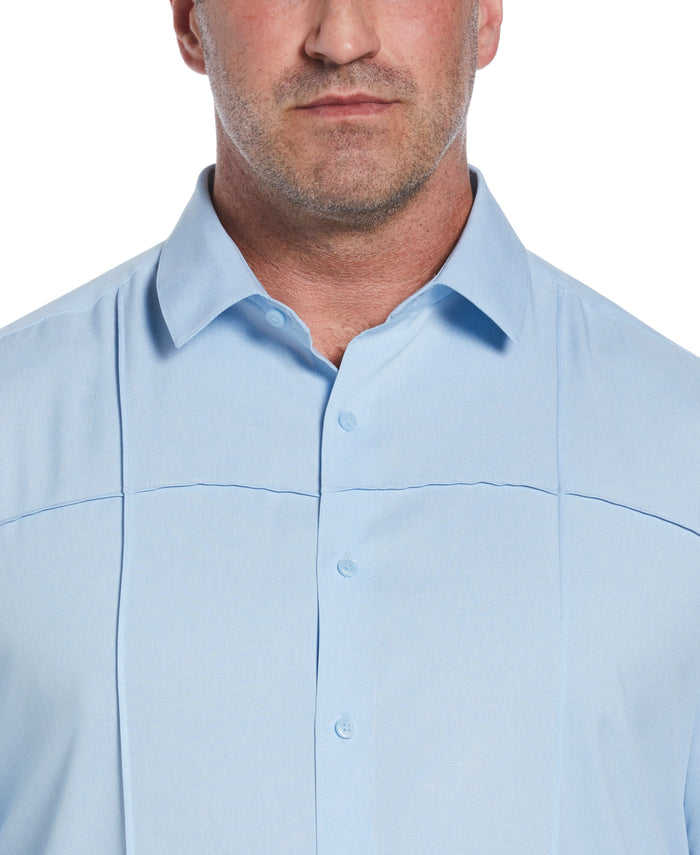 Cubavera Big & Tall Two-Tone Cross Tuck Chambray Shirt Cerulean