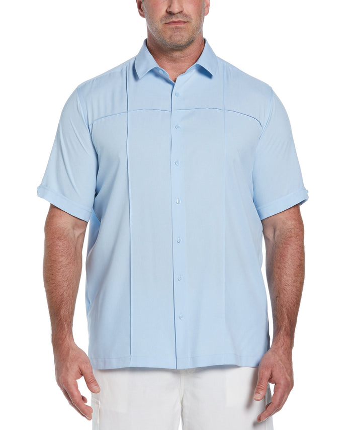 cubavera Big & Tall Two-Tone Cross Tuck Chambray Shirt Cerulean