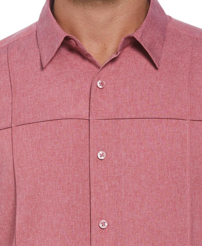 Cubavera Big & Tall Two-Tone Cross Tuck Chambray Shirt Holly Berry