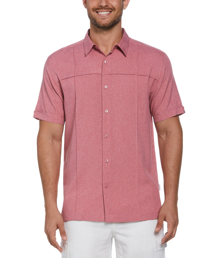 cubavera Big & Tall Two-Tone Cross Tuck Chambray Shirt Holly Berry