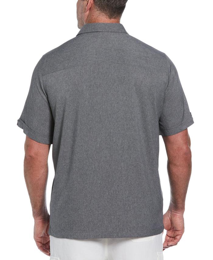 Cubavera Big & Tall Two-Tone Cross Tuck Chambray Shirt Jet Black