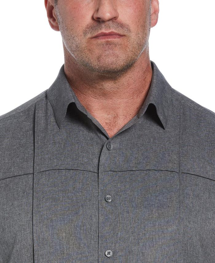 Cubavera Big & Tall Two-Tone Cross Tuck Chambray Shirt Jet Black