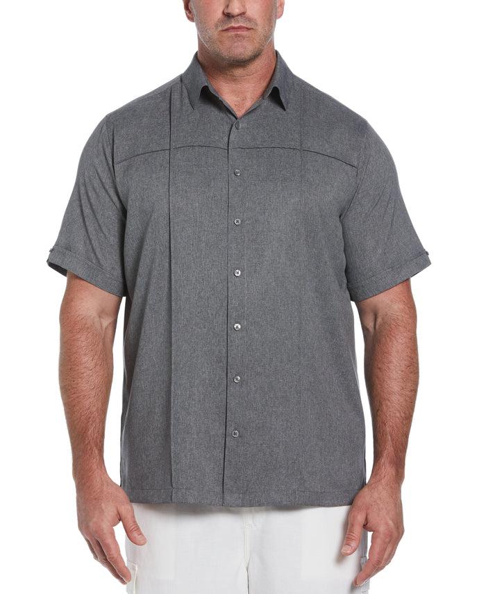cubavera Big & Tall Two-Tone Cross Tuck Chambray Shirt Jet Black
