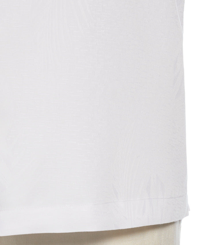 Cubavera Big & Tall Two-Tone One Pocket Floral Print Shirt Brilliant White