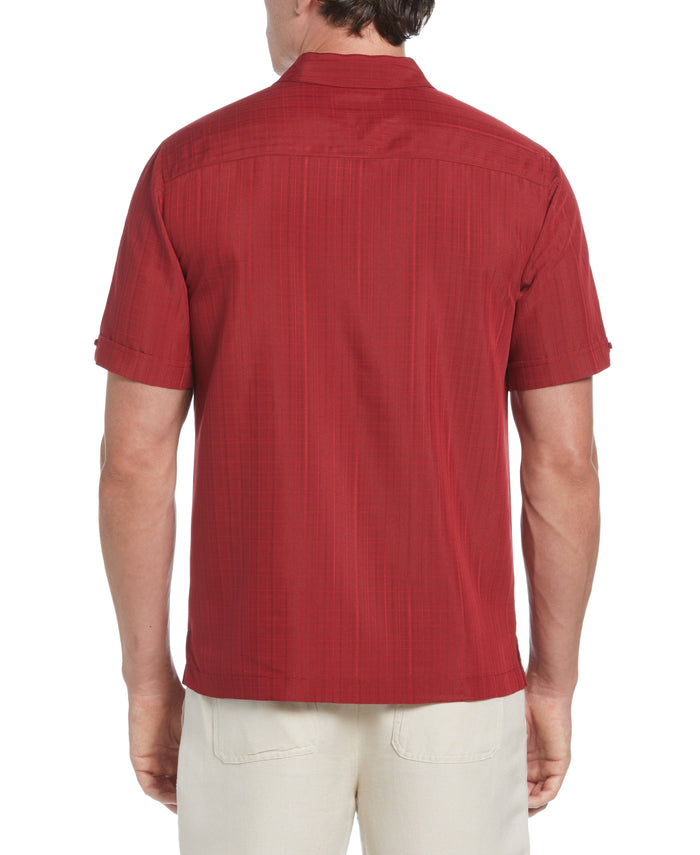Cubavera Classic Textured One Pocket Shirt Biking Red