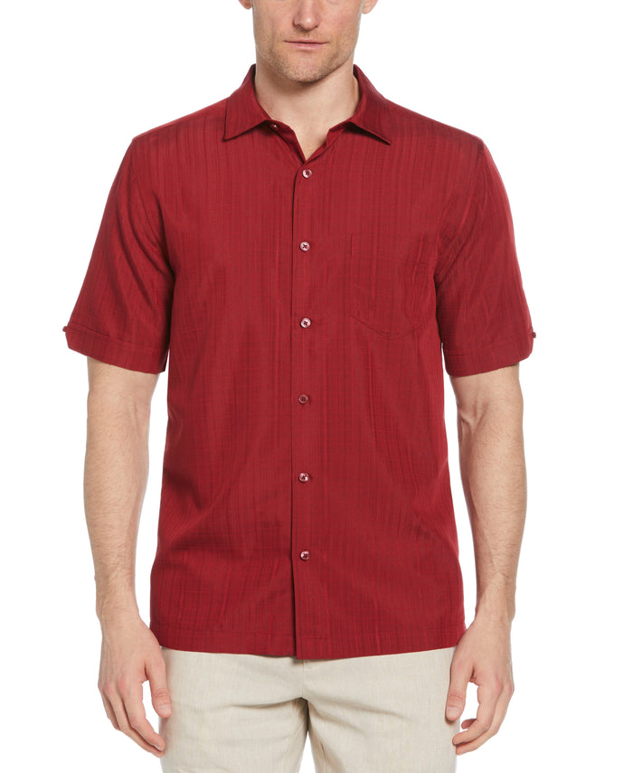 cubavera Classic Textured One Pocket Shirt Biking Red