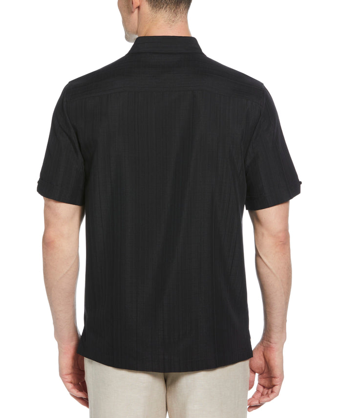 Cubavera Classic Textured One Pocket Shirt Jet Black