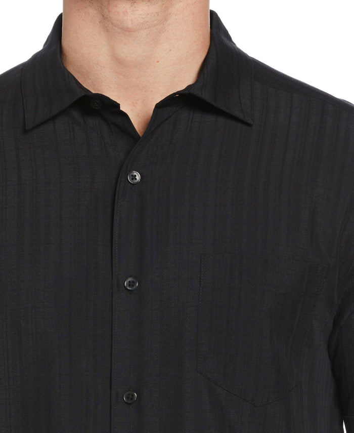 Cubavera Classic Textured One Pocket Shirt Jet Black