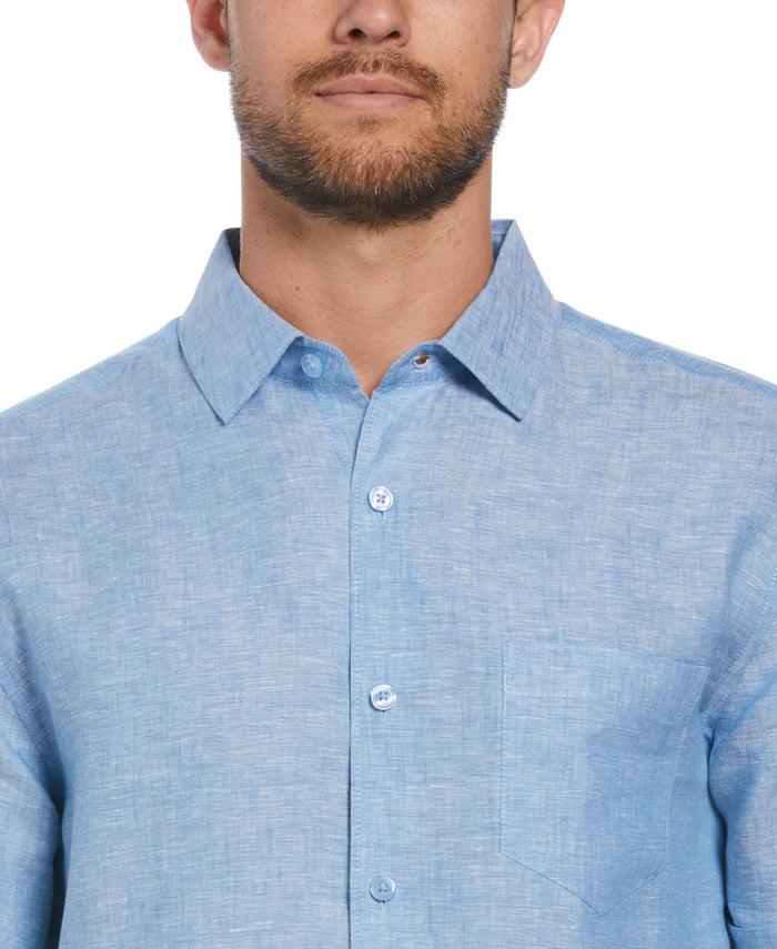 Cubavera Classic Two-Tone Linen Shirt Parisian Blue