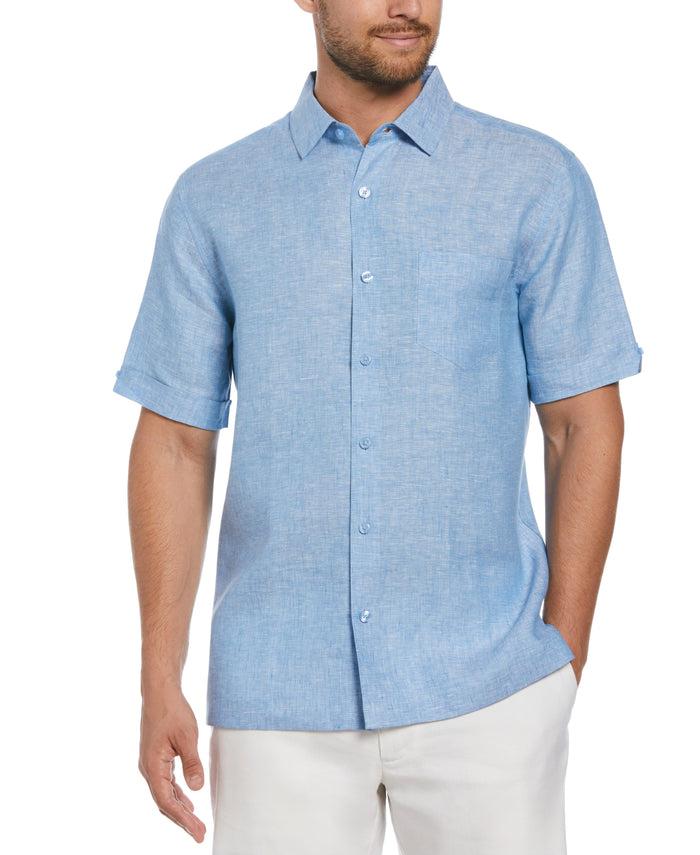 cubavera Classic Two-Tone Linen Shirt Parisian Blue