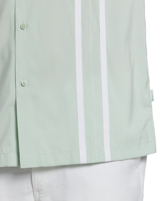 Cubavera Contrast Panel Camp Collar Shirt Aqua Foam