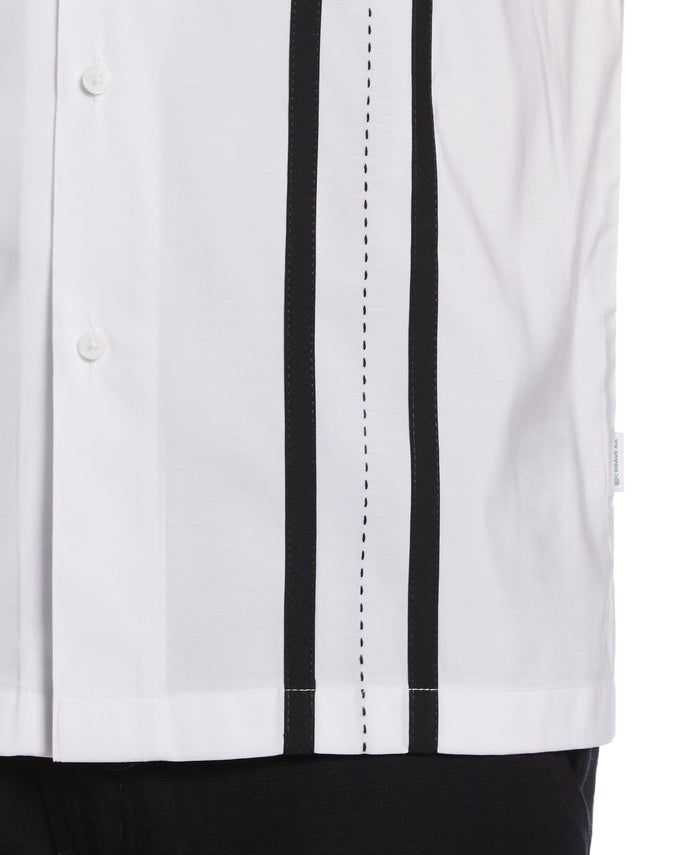 Cubavera Contrast Panel Camp Collar Shirt Brilliant White