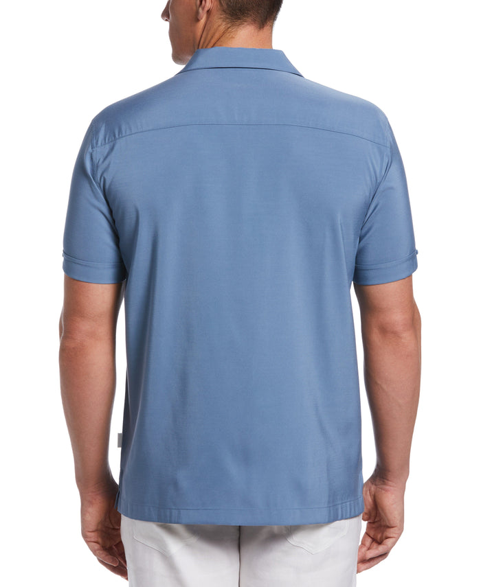 Cubavera Contrast Panel Camp Collar Shirt Coronet Blue