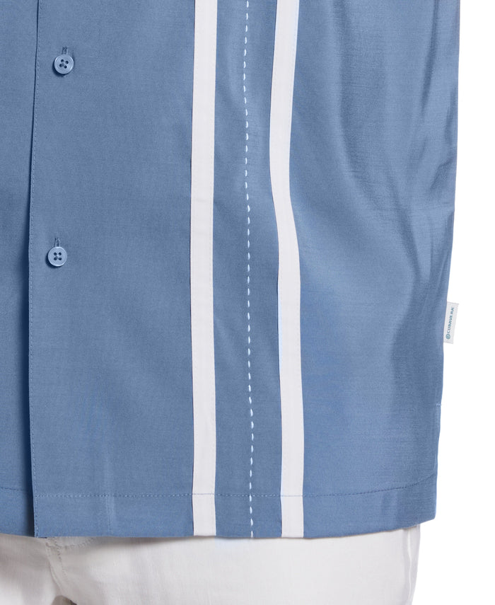 Cubavera Contrast Panel Camp Collar Shirt Coronet Blue