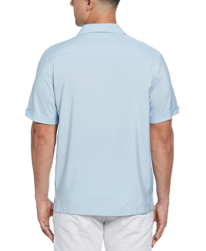 Cubavera Contrast Panel Camp Collar Shirt Dream Blue