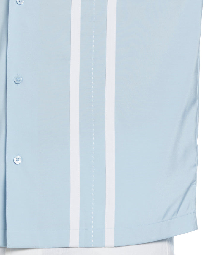 Cubavera Contrast Panel Camp Collar Shirt Dream Blue