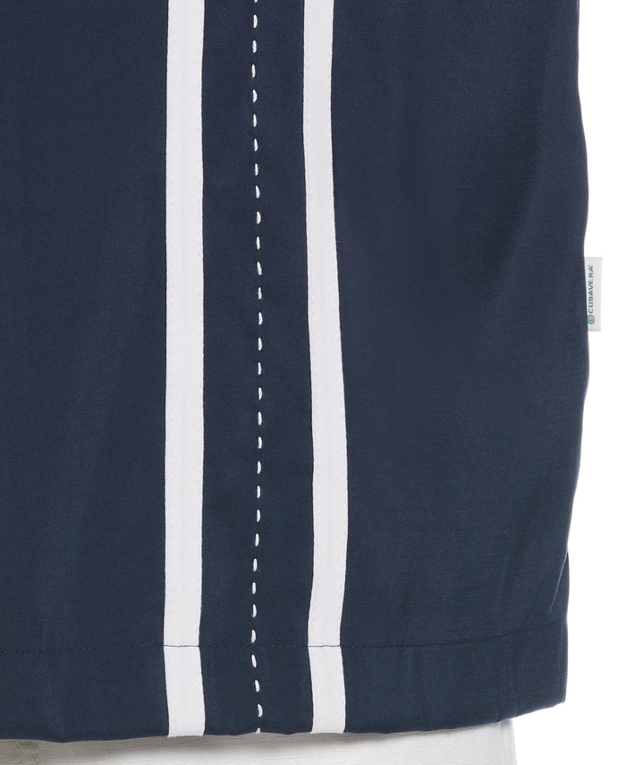 Cubavera Contrast Panel Camp Collar Shirt Dress Blues