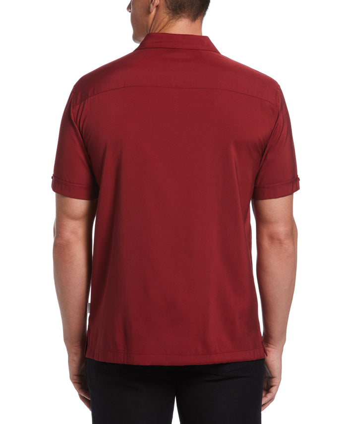 Cubavera Contrast Panel Camp Collar Shirt Sun-Dried Tomato