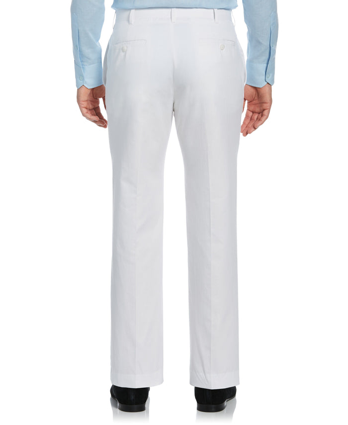 Cubavera Cotton-Linen Flat Front Textured Pants Bright White