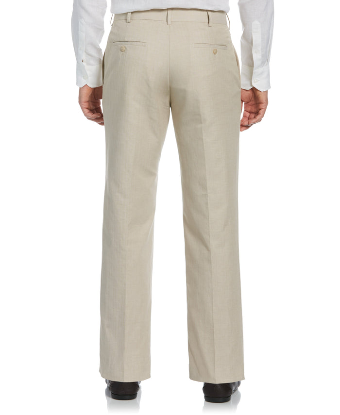 Cubavera Cotton-Linen Flat Front Textured Pants Natural Linen