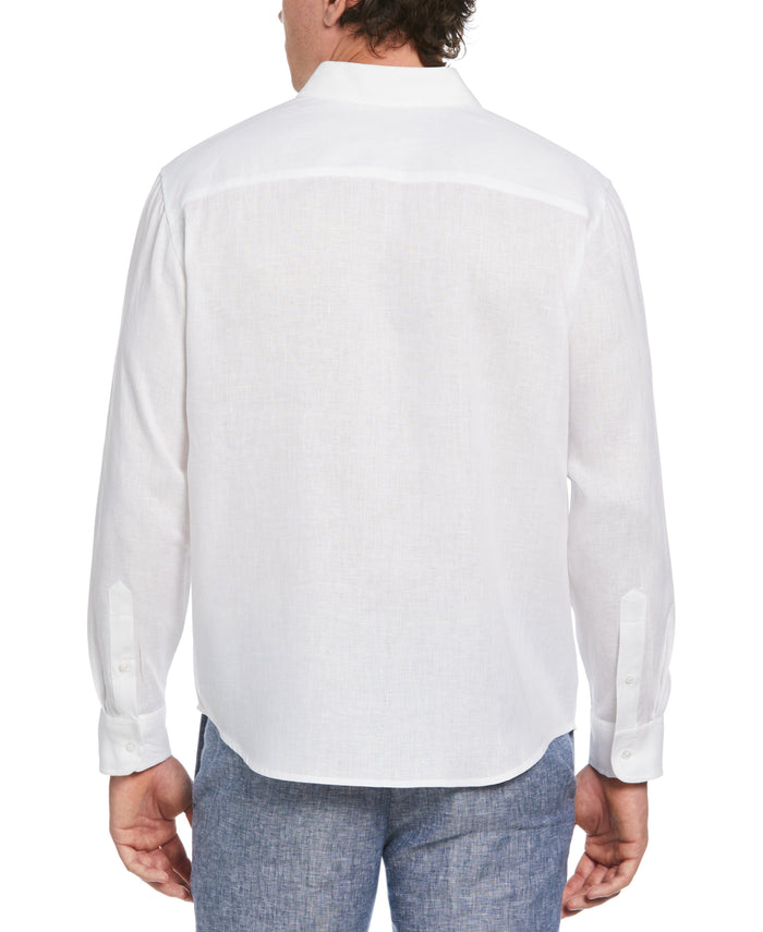 Cubavera Cross Dye Linen Pintuck Embroidered Panel Shirt Brilliant W/Ensign Bl