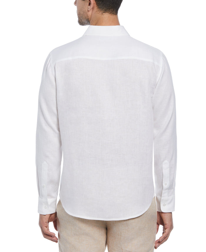 Cubavera Cross Dye Linen Pintuck Embroidered Panel Shirt Brilliant White/Incense