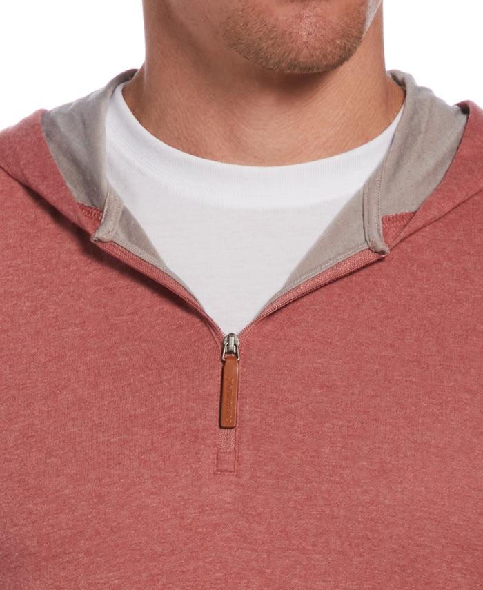 Cubavera 1/4 Zip Heather Knit Hoodie Earth Red