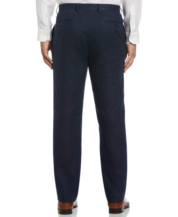 Cubavera 100% Linen Solid Flat Front Pant Navy