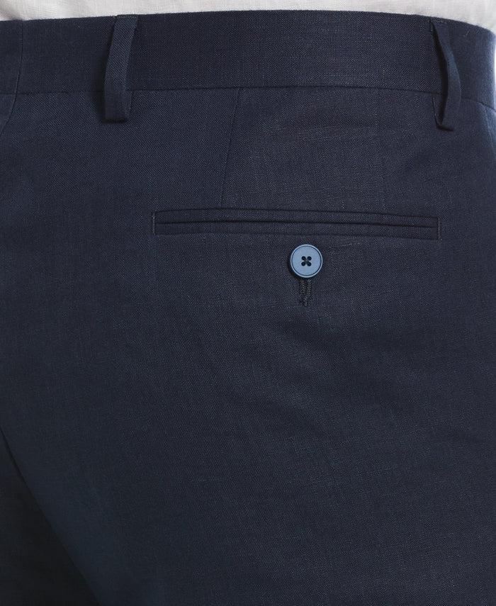 Cubavera 100% Linen Solid Flat Front Pant Navy
