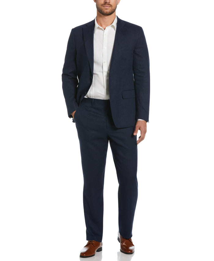 Cubavera 100% Linen Solid Flat Front Pant Navy