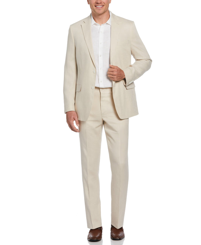 Cubavera 100% Linen Solid Flat Front Pant Oatmeal