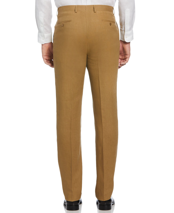 Cubavera 100% Linen Solid Flat Front Pant Tan