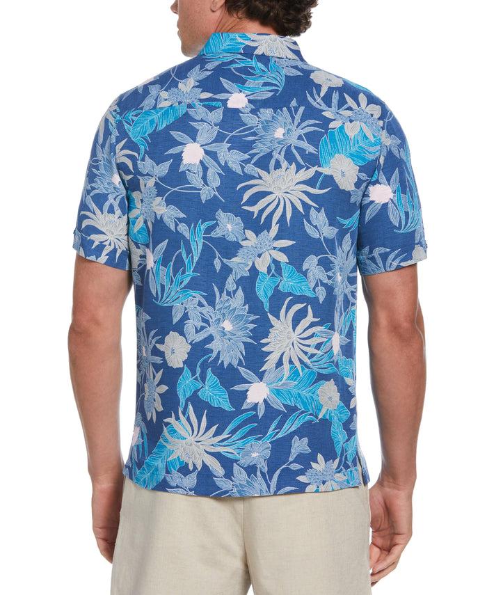 Cubavera Big & Tall Botanical Print Shirt Dutch Blue