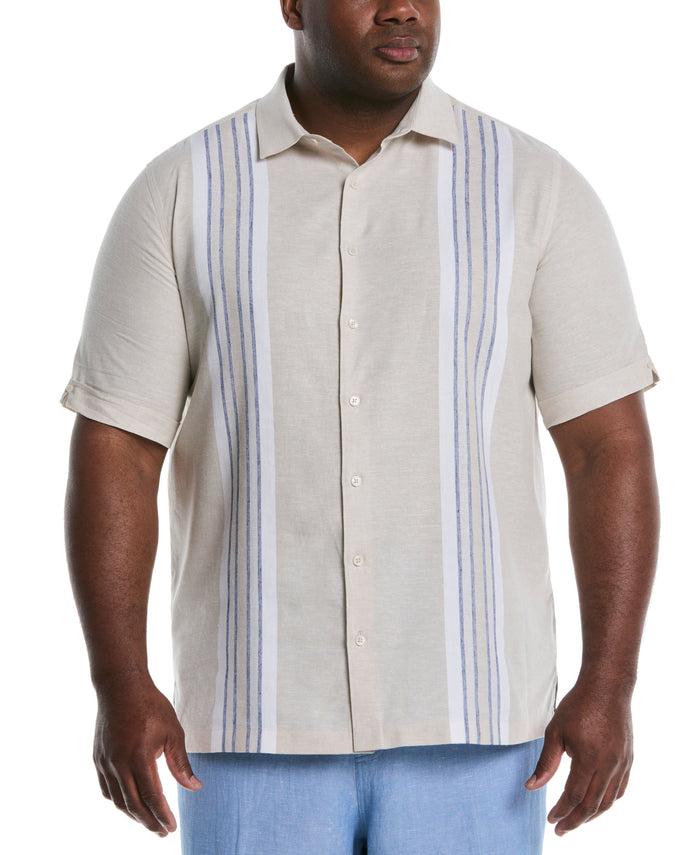 cubavera Big & Tall Linen Blend Panel Shirt Egret