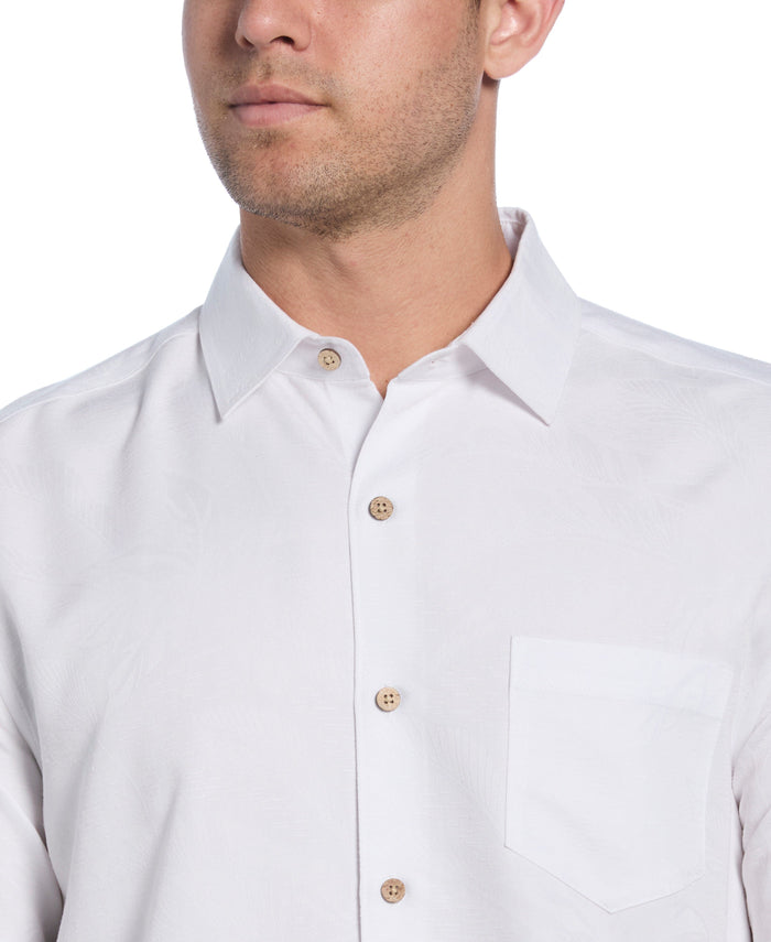 Cubavera Big & Tall Palm Print Shirt Brilliant White