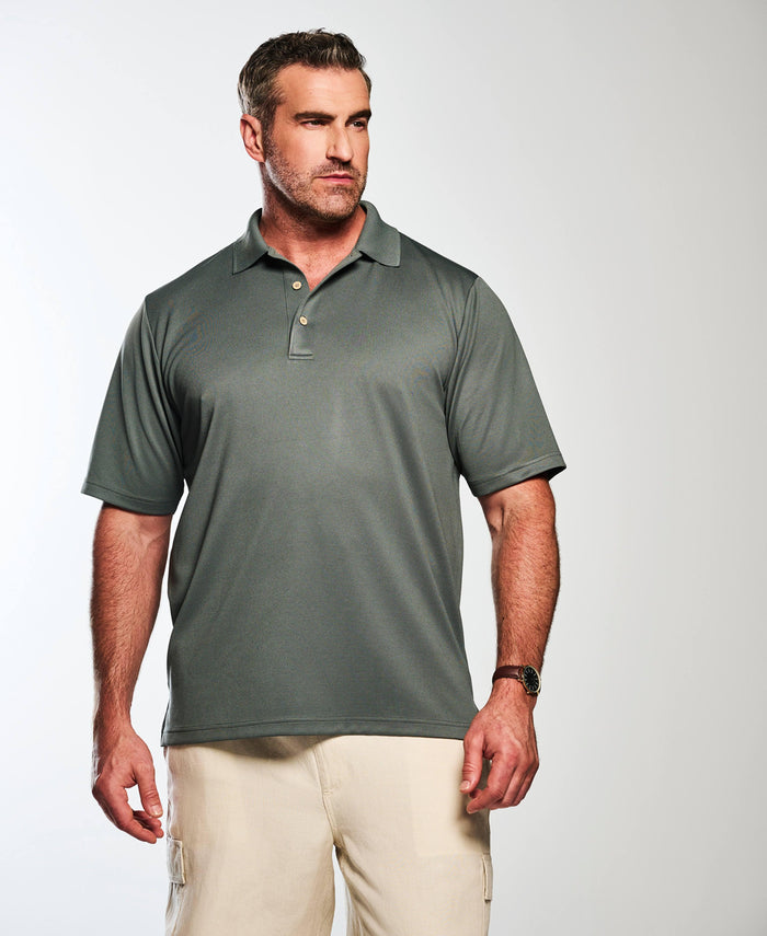 Cubavera Big & Tall Solid Textured Polo Balsam Green