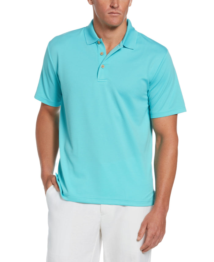 cubavera Big & Tall Solid Textured Polo Blue Curacao