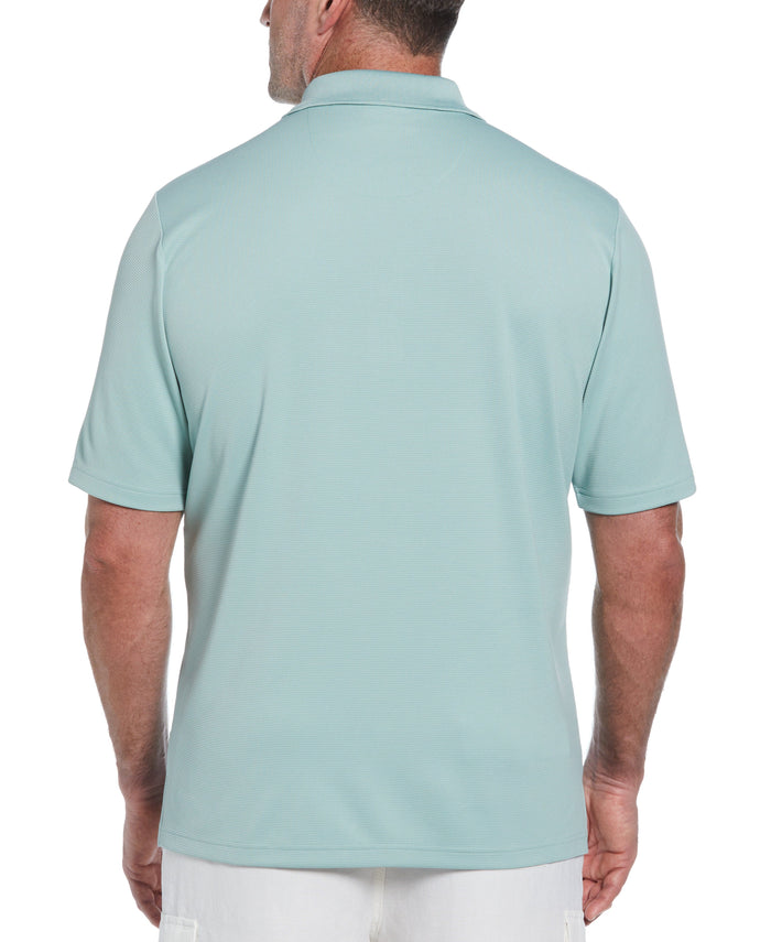 Cubavera Big & Tall Solid Textured Polo Blue Surf