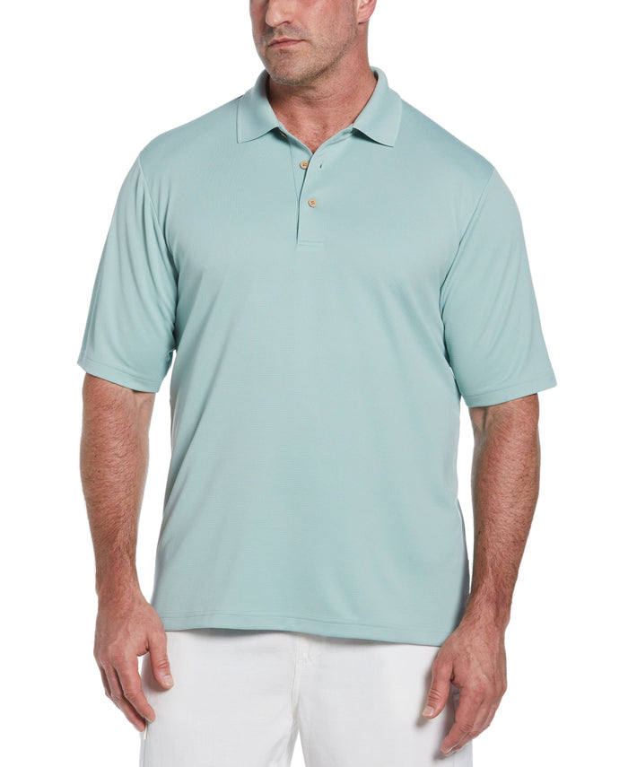 cubavera Big & Tall Solid Textured Polo Blue Surf