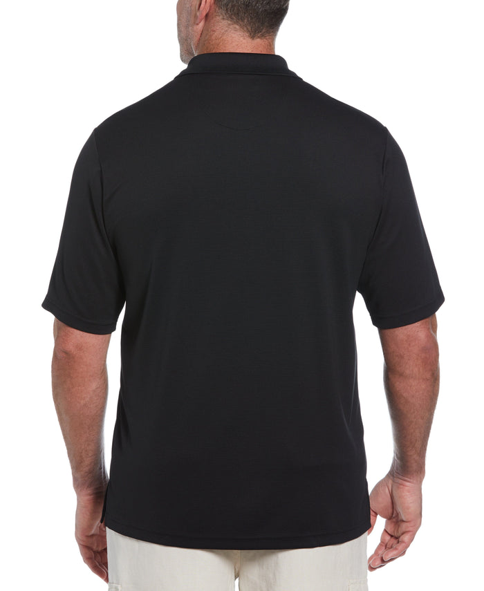 Cubavera Big & Tall Solid Textured Polo Jet Black