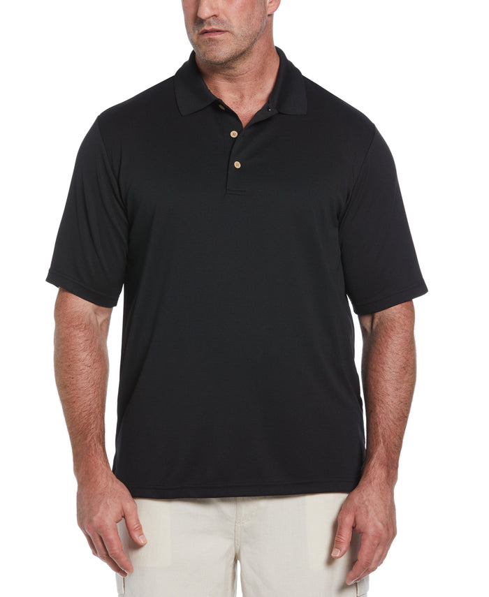 cubavera Big & Tall Solid Textured Polo Jet Black